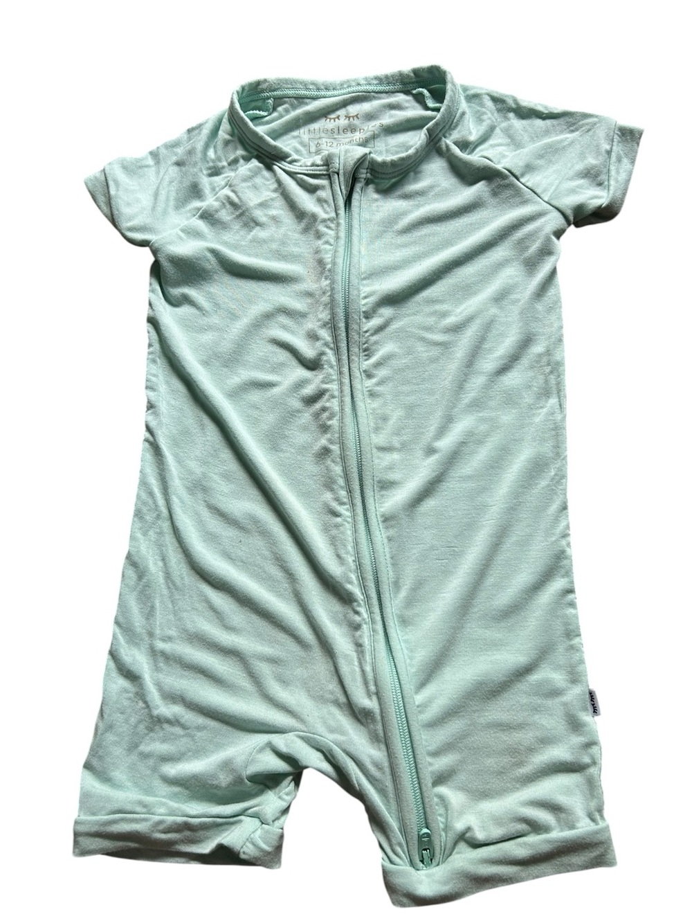 Little Sleepies 6-12 month Aquarium Mint light green Short‎ Sleeve Zip Romper